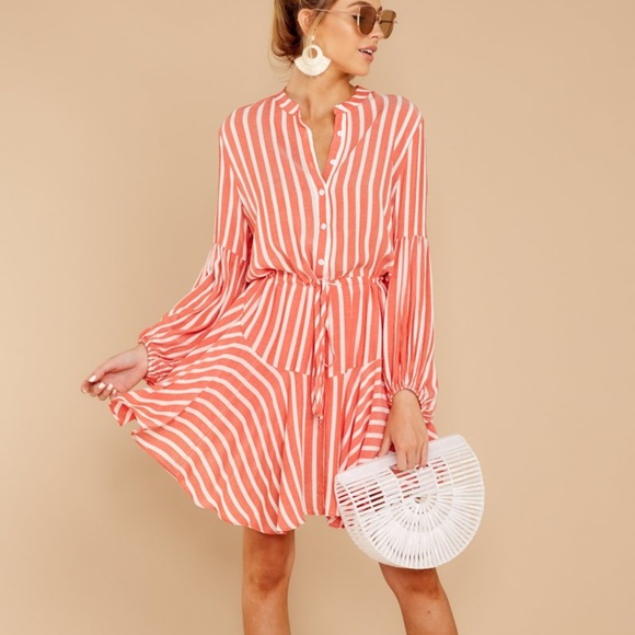 Red Dress Boutique Dresses & Skirts - Coral Striped Dress WORN ONCE